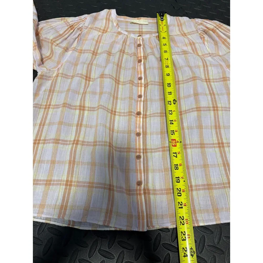 Ulla Johnson Plaid Cotton button Down Shirt Boho Spring Top